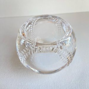 PartyLite Batter Up baseball clear glass round tea light candle holder 3 inch